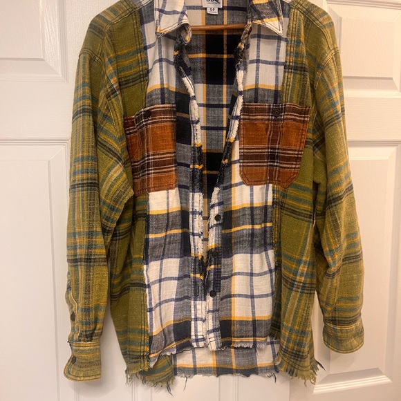 BDG Mixed Plaid Button-Down Shirt Jacket in Olive, Mustard & Brown - Picture 2 of 9